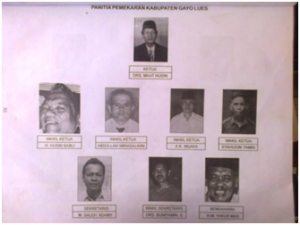 Panitia Persiapan Peningkatan Status Pembantu Bupati Gayo Lues Blangkejeren Aceh Tenggara, sesuai SK Bupati Aceh Tenggara, No. 05/1998, tanggal 26 Januari 1998
