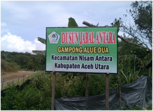 Pamplet Dusun Jabal Antara Kampung Alue Dua Aceh Utara (Foto: Fakhruddin, SH)