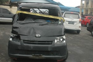 Mobil hancur sudah diamankan di Mapolres Aceh Tengah.
